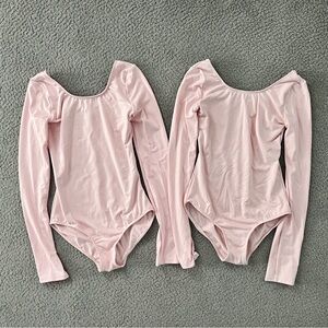 BLOCH 2 Leotards Girls Dance Meglio Microlux Long Sleeve Lot of 2 Size 12
